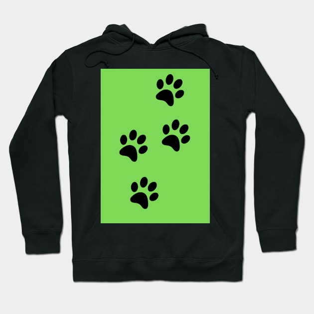 Black Pawprints on Light Green Hoodie by Blue Butterfly Designs 